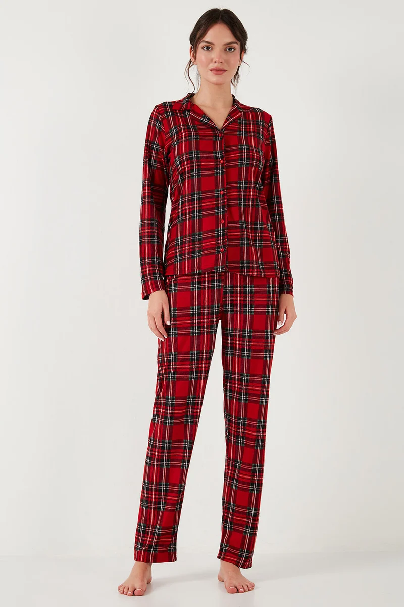 Lela Stretch Regular Fit Open Collar Elastic Waist Pajama Set Women's Pajama Set 65720501
