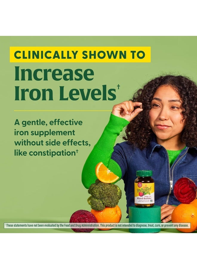 MegaFood مكملات بناء الدم الصغيرة - مكمل حديد مثبت سريرياً لزيادة مستويات الحديد بدون آثار جانبية - حديد مع فيتامين C، فيتامين B12 وحمض الفوليك - نباتي - 60 قرص (30 حصة) - Image 4
