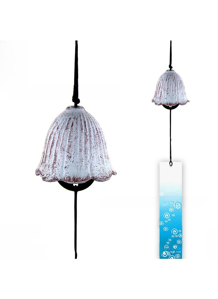 Arabest 1 x 5 pcs Japanese Cast Iron Wind Chimes Fuji Decor White Flower Bell 