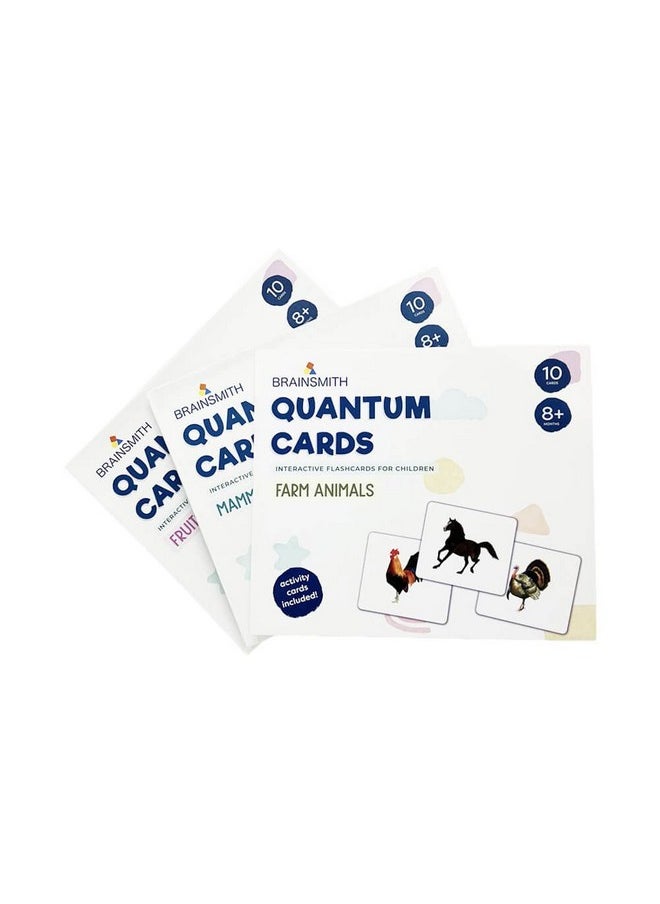 BRAINSMITH - Quantum Flash Cards, Mammals, Farm Animals, Fruits- Educational Flashcard For Toddlers And Kids Set 2 (30 Cards) For Brain Development And Stimulation (8 Months To 8 Years) - Image 1