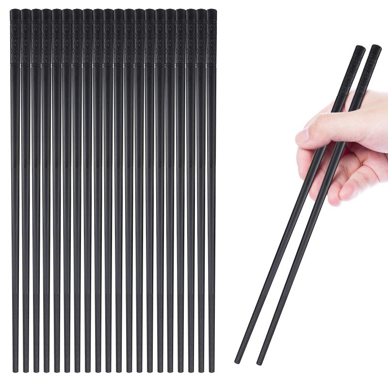 GADIEDIE 10 Pairs Reusable Fiberglass Chopsticks NonSlip Chopstick Dishwasher Safe for Chinese style Japanese Food Cooking Chopsticks 95Black cherry blossom 