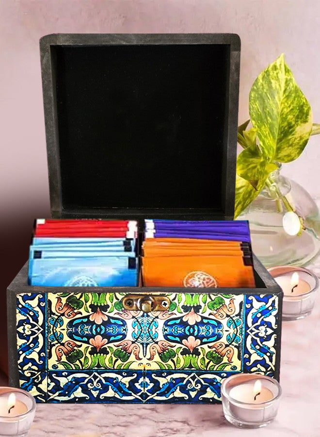 MARGOUN handmade Persian Box, wooden Hand Painted Craft Decorative Multi Purpose Storage Box for Jewellery/Cosmetics/Keepsake/Organiser/Gift Box Or Gift Someone/Blue  - Image 4
