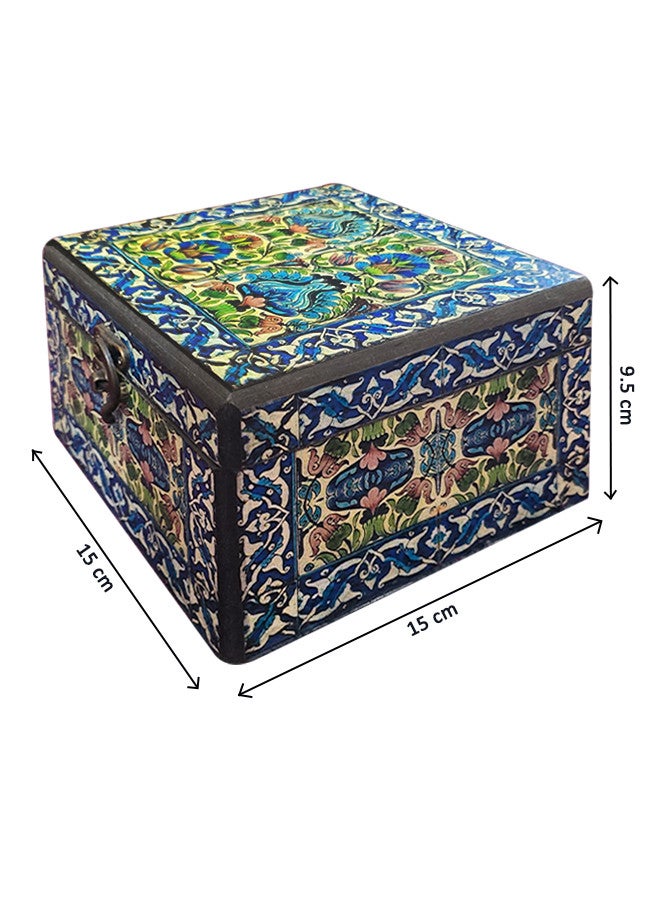 MARGOUN handmade Persian Box, wooden Hand Painted Craft Decorative Multi Purpose Storage Box for Jewellery/Cosmetics/Keepsake/Organiser/Gift Box Or Gift Someone/Blue  - Image 5