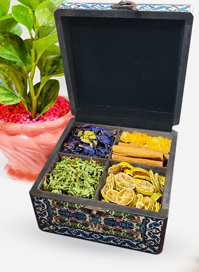 MARGOUN handmade Persian Box, wooden Hand Painted Craft Decorative Multi Purpose Storage Box for Jewellery/Cosmetics/Keepsake/Organiser/Gift Box Or Gift Someone/Blue  - Image 2