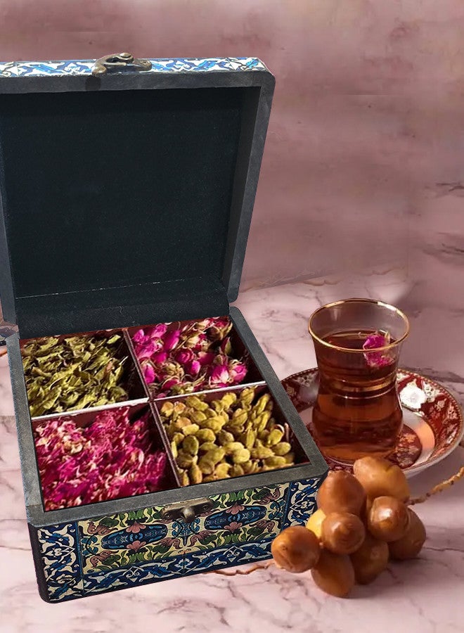 MARGOUN handmade Persian Box, wooden Hand Painted Craft Decorative Multi Purpose Storage Box for Jewellery/Cosmetics/Keepsake/Organiser/Gift Box Or Gift Someone/Blue  - Image 3