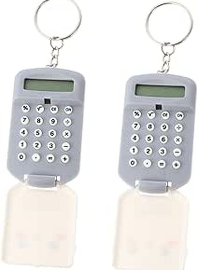 2 Pack Mini Portable Pocket Calculator Lightweight Plastic For Students Office Gray - Image 1
