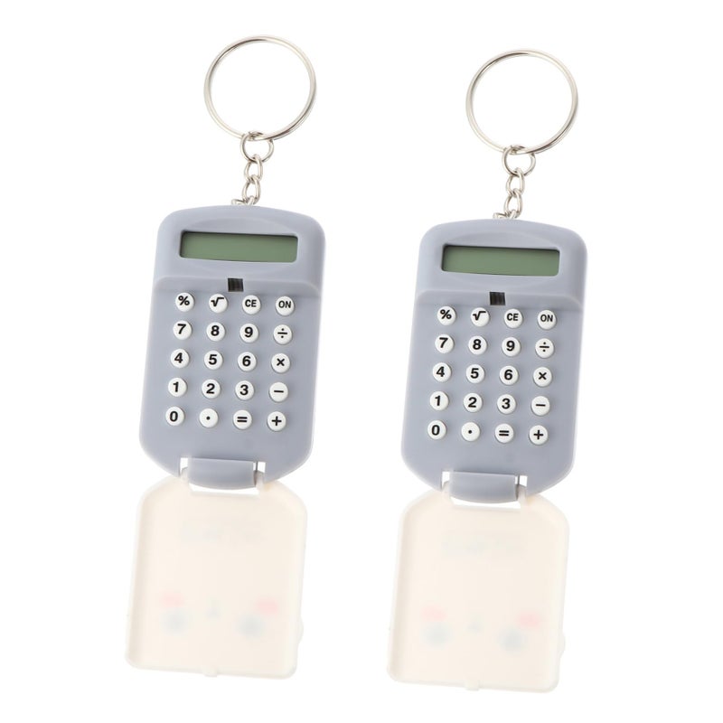 2 Pack Mini Portable Pocket Calculator Lightweight Plastic For Students Office Gray - Image 2