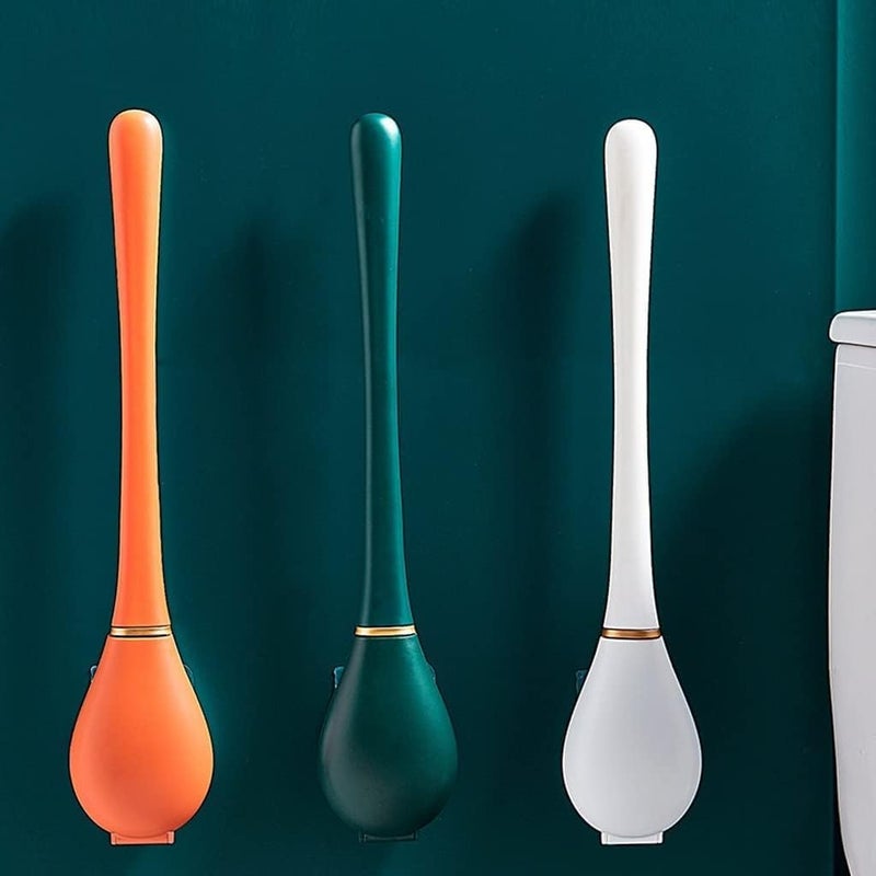 PARSE PERSONAL CARE Silicone Toilet Brush WallMounted Toilet Brush Silicone Water Drop Toilet Brush and Holder Set Automatic Opening and Closing Innovative Bathroom Deep Cleaning Toilet Brush