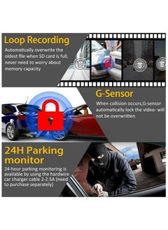 General Dash cam Front and Rear 1080P+1080P Dash Camera for Cars, 170° Wide Angle ,Night Vision  G-Sensor Parking Monitor Loop Recording Motion Detector And 128G Max.  - Image 4