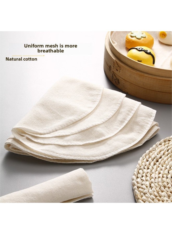Steamer Cloth Non-stick Pure Cotton Gauze Household Food Grade Steamed Cloth Round Steamed Buns Rice Cage Cloth Steamed Buns Steamed Buns Mat-Size:55cm Five-pack - Image 1