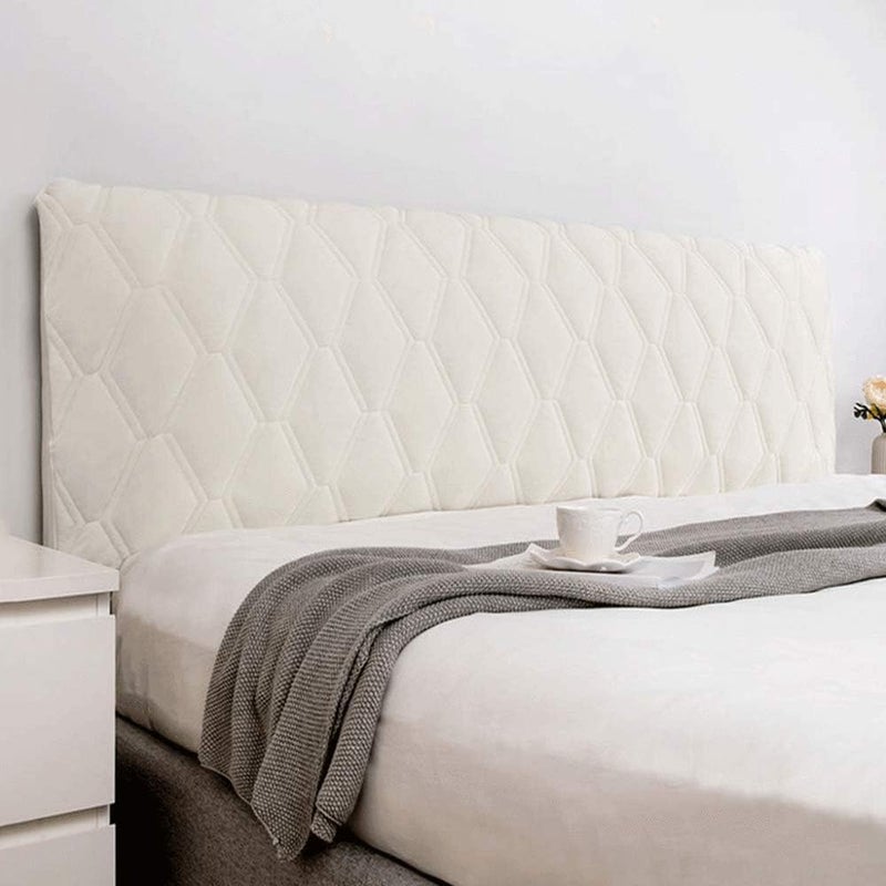 Bed Head Headboard Slip Super Soft Thicken Velvet Cotton Single Double King Bed Headboard Backrest Protector Nordic Style Bedroom Decoration Grey2-100cm (Beige 230cm) - Image 1