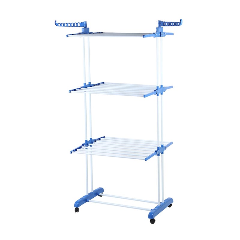 Kuber Industries Stainless Steel Cloth Drying Stand Foldable Wings Balcony and Indoor Easy to Assemble Corrosion Free ColorBlue TW116BU - Image 2