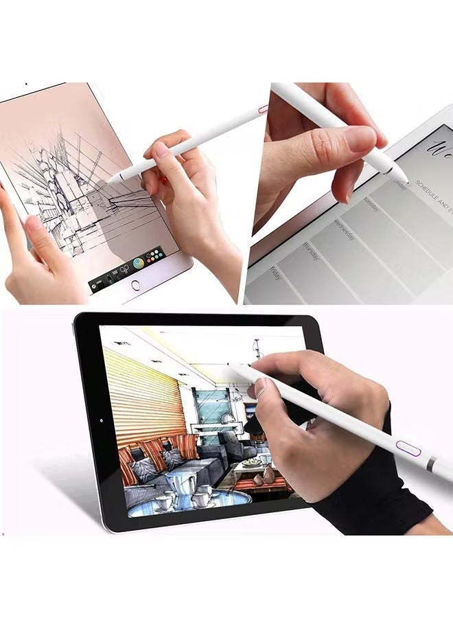 BGM Universal Stylus Pen White, Active Stylus Pen for Touch Screens, 1.5mm Metal Fine Point High Sensitivity Digital Stylus Pen Compatible with iPad, Android Tablet and Other Touch Screens - White - Image 3