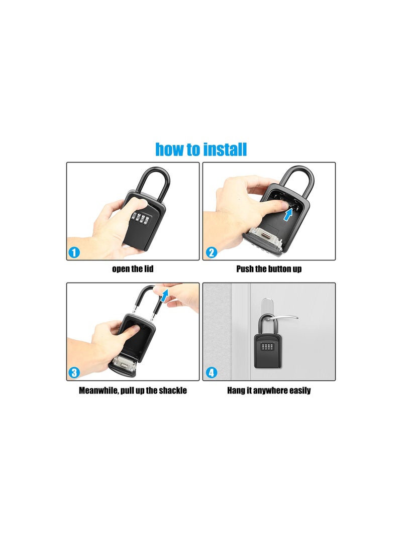Key Safe, Portable Lock Box for Keys Outdoor with Removable Shackle, Hangable Combination Key Lock Box for Home Office Garage School, Free of Installation  - Image 5