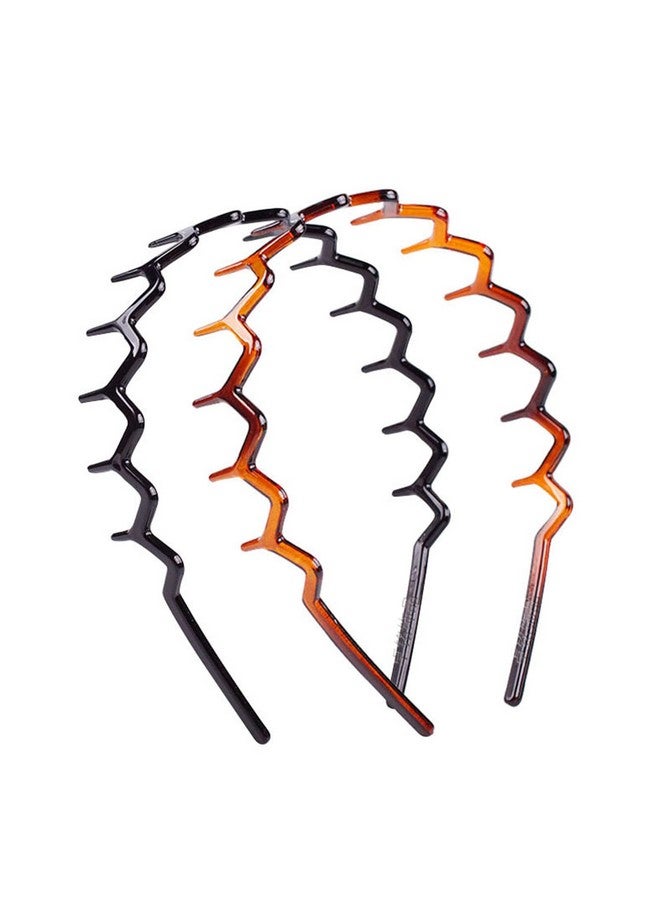 يافيجي 2 قطعة من عصابة الرأس Yafiyg Zigzag البلاستيكية المموجة، مشط شعر أسنان القرش، عصابة رأس للنساء والفتيات والرجال (1 لون أسود + 1 بني) - Image 5