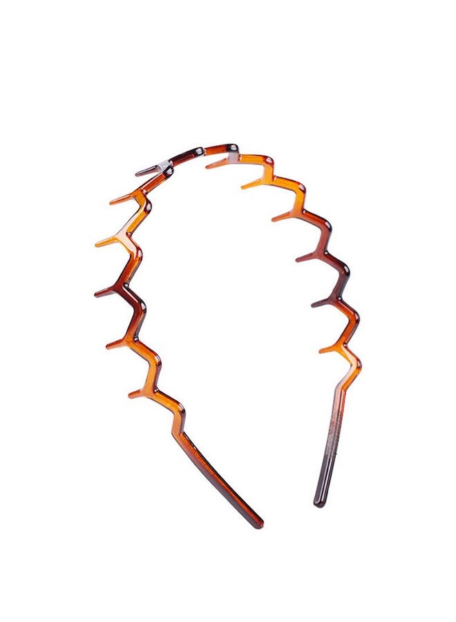 يافيجي 2 قطعة من عصابة الرأس Yafiyg Zigzag البلاستيكية المموجة، مشط شعر أسنان القرش، عصابة رأس للنساء والفتيات والرجال (1 لون أسود + 1 بني) - Image 4