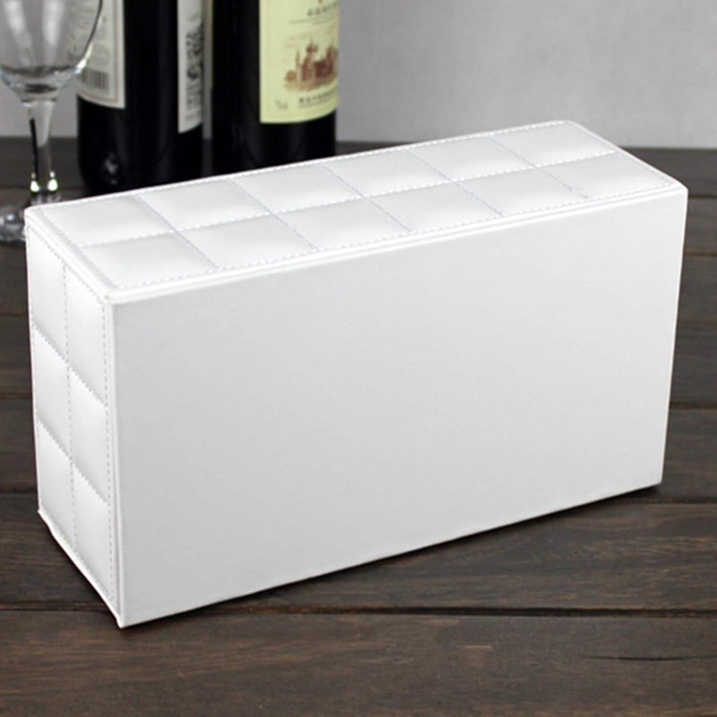 RHCSZ High-end Fashion Pu Leather Tissue Box Holder Cover Rectangular,Napkin Facial Tissues Cube Dispenser,Tissue Cover Decorative Container with Magnetic Bottom for Home Office Car (White) - Image 5