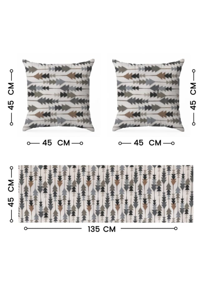 Intex Curtains House Sofia Elegance 3-Piece Set – Luxurious Linen Velvet Table Runner (45X135 Cm) And 2 Cushion Covers (45X45 Cm) - Image 2