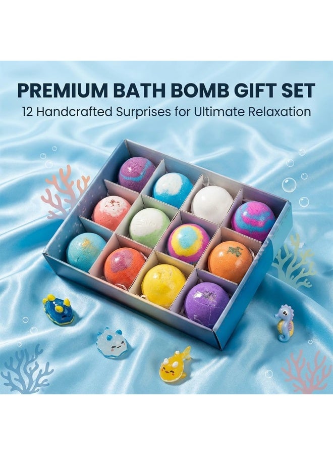 Bath bombs with surprises inside, 6- or 12-piece bubble bath gift sets, dinosaur egg and ocean-themed bath bombs, and natural sea salt color-changing spa bath bombs (12-piece ocean animal set) - Image 2