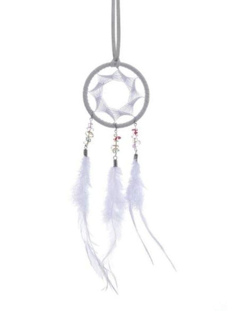 Captaintech Car Handmade Wind Chimes Traditional White Feather Ornament Car Hanging Can Be Used As Home Decorations Wall Hanging Car Bedroom Wind Chimes - Image 1