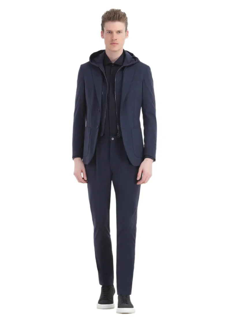 RAMSEY Navy Blue Plain Comfort Fit Suit