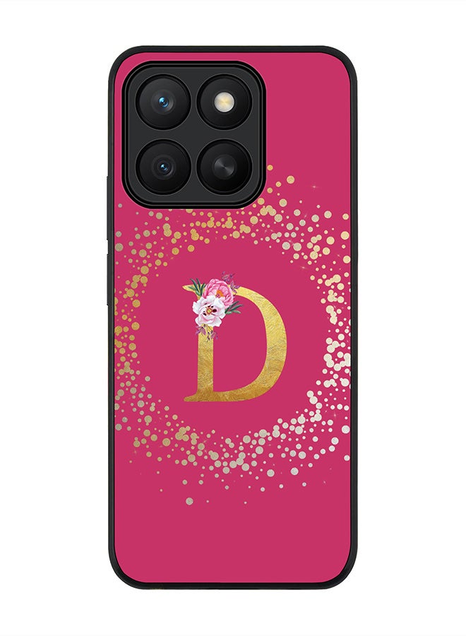 Stylizedd For Honor X8c Case,Slim fit Camera Protection, Shockproof Thin Phone cover  - Custom Monogram Floral - D ( Deep Pink )