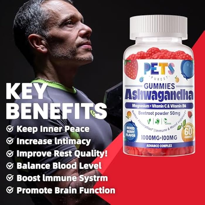 Pets Purest Ashwagandha Gummies & Vitamin D3 Gummies 60 Count - Organic Aswangdha Supplement for Improve Sleep, Stress Relief & Mood Calm(Mixed Berry, Vegan, Plant Based,Gluten-Free & Gelatin Free)-1pack - Image 4