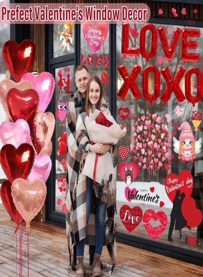 Wohohoho Valentines Day Window Clings Decorations Set, 10 Sheets Valentine's Day Window Stickers, LOVE XOXO Ballon Banner, 12Pcs Heart-Shaped Balloons. Happy Valentine's Romantic Gifts for Home Office - Image 4