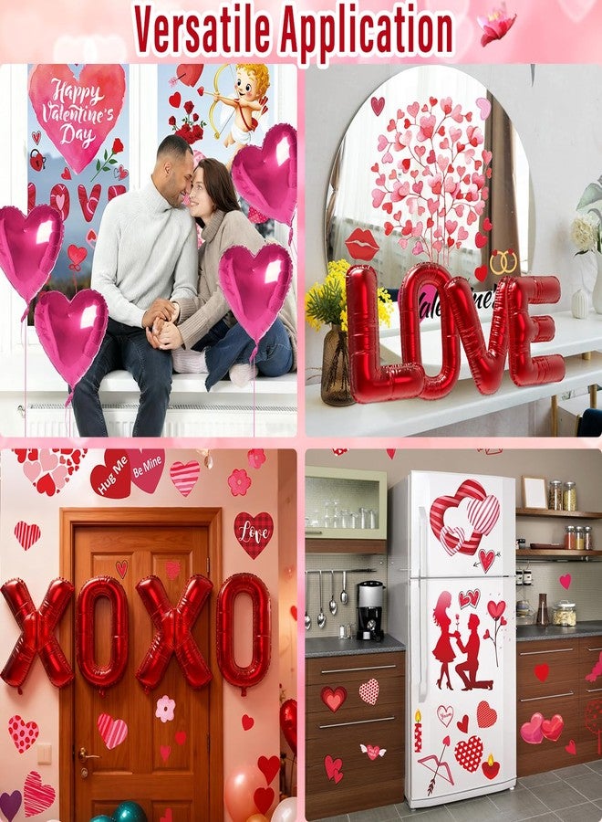 Wohohoho Valentines Day Window Clings Decorations Set, 10 Sheets Valentine's Day Window Stickers, LOVE XOXO Ballon Banner, 12Pcs Heart-Shaped Balloons. Happy Valentine's Romantic Gifts for Home Office - Image 5