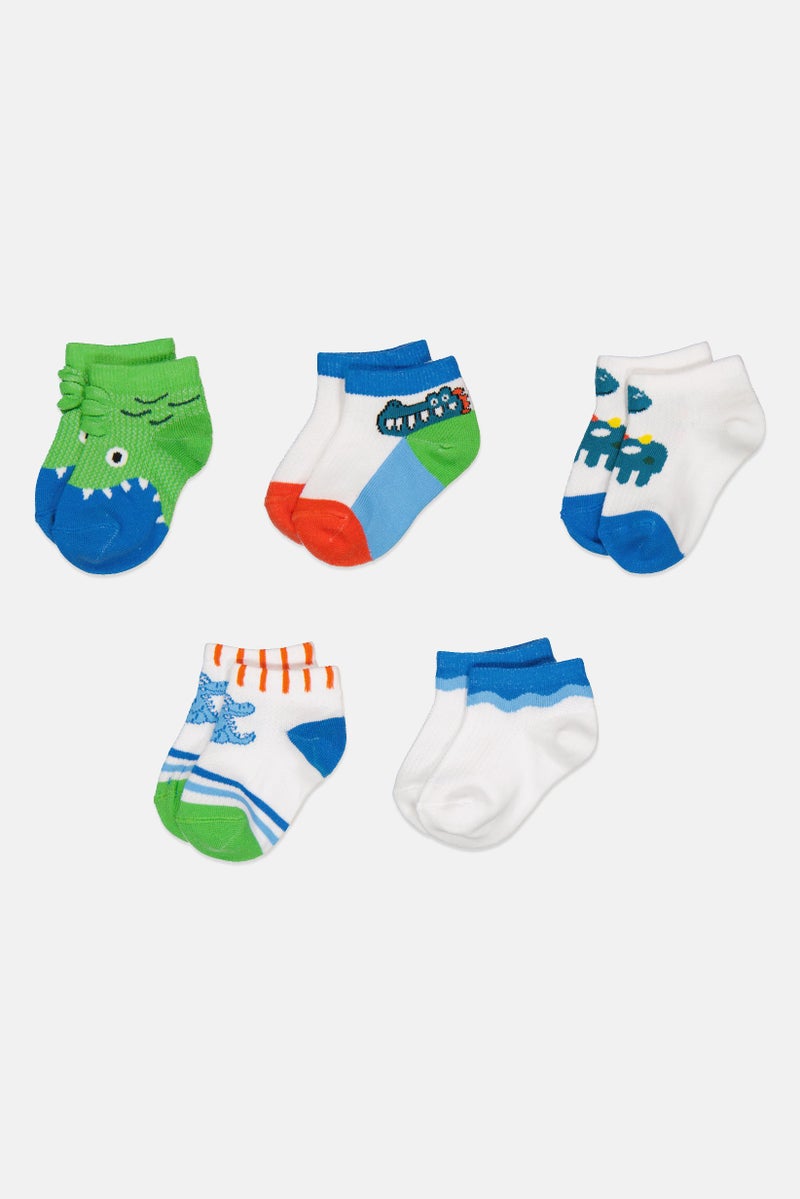 Mudd Kids Boy 5 Pairs Printed Ankle Socks, Multicolor - Image 3
