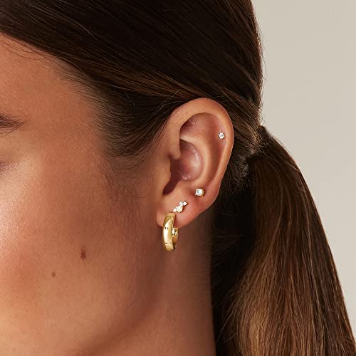 PAVOI Rhodium Plated Solid 925 Sterling Silver Post Cubic Zirconia Flat Back Earrings for Women | Opal Cartilage Earring | Helix Piercing Jewelry | Small Stud Earrings - Image 2