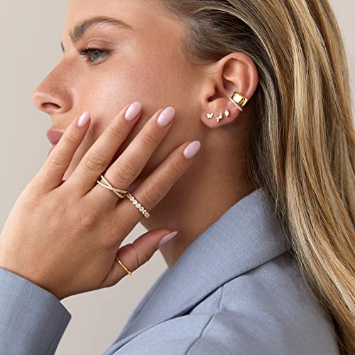 PAVOI Rhodium Plated Solid 925 Sterling Silver Post Cubic Zirconia Flat Back Earrings for Women | Opal Cartilage Earring | Helix Piercing Jewelry | Small Stud Earrings - Image 4