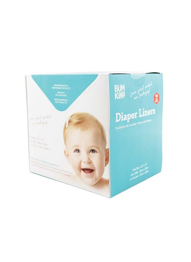 BUMKiNs Disposable Cloth Fabric Diaper Liner, Biodegradable, Neutral, 100 Count (Pack Of 1)  - Image 1