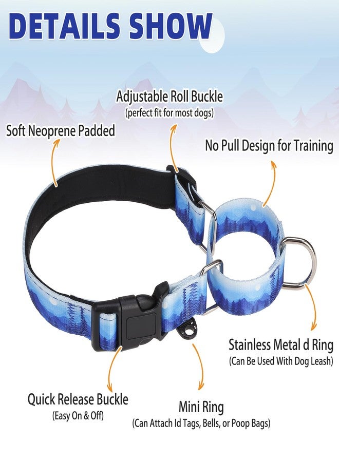 KOOLTAIL Martingale Collar for Dogs,Soft Padded Nylon Heavy Duty Dog Collar for Small Medium Large Dogs,Adjustable No Pull Durable Wide Puppy Training Collar With Pattern Design for Boys Girls, Blue M - Image 2