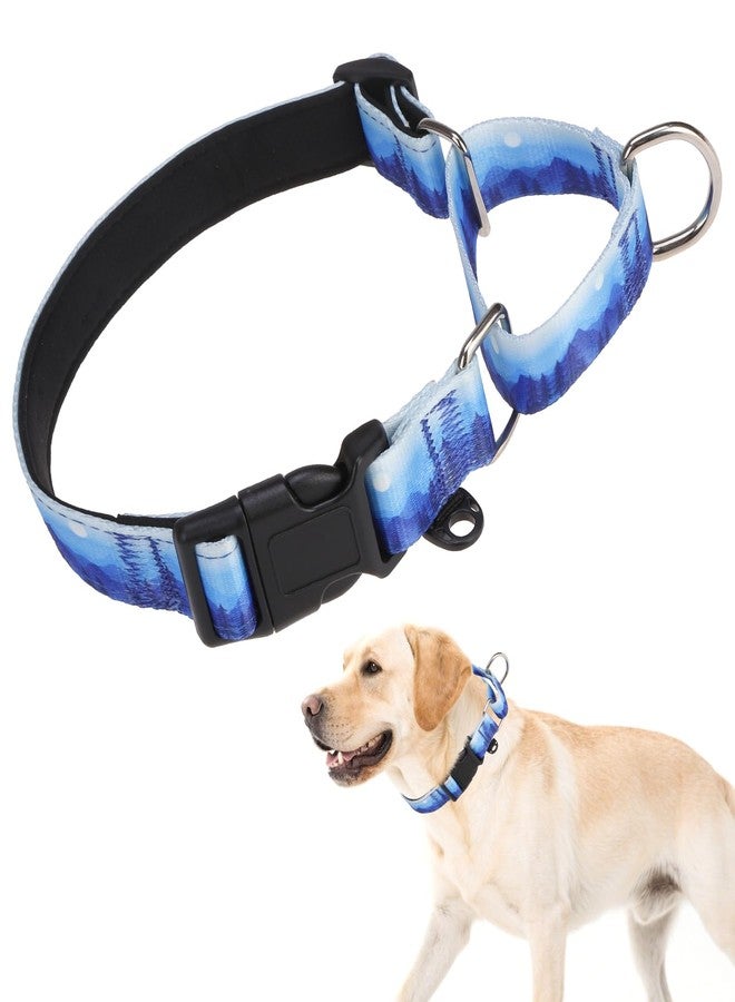 KOOLTAIL Martingale Collar for Dogs,Soft Padded Nylon Heavy Duty Dog Collar for Small Medium Large Dogs,Adjustable No Pull Durable Wide Puppy Training Collar With Pattern Design for Boys Girls, Blue M - Image 1