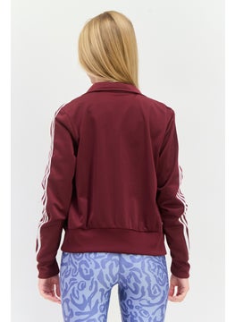adidas Originals Women Sportswear Fit Embroidered Logo Long Sleeve Oudoor Sweatshirt, Maroon  - Image 3