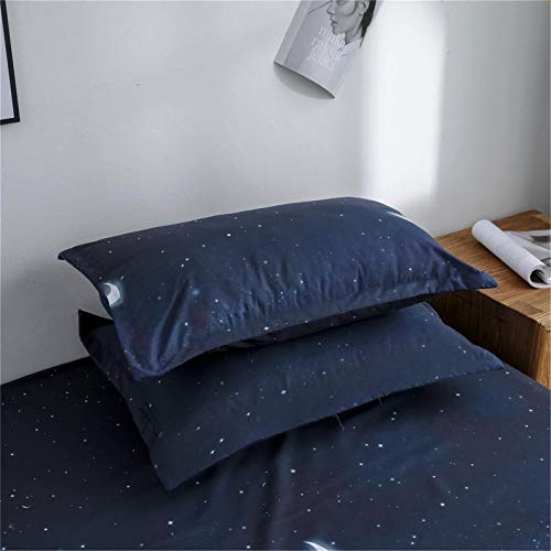 HYPREST Duvet Cover Queen Size, 3 Pcs Star Moon Galaxy Patterned Duvet Cover Set Kawaii Cute Bedding Sets Queen Soft Breathable - Image 5