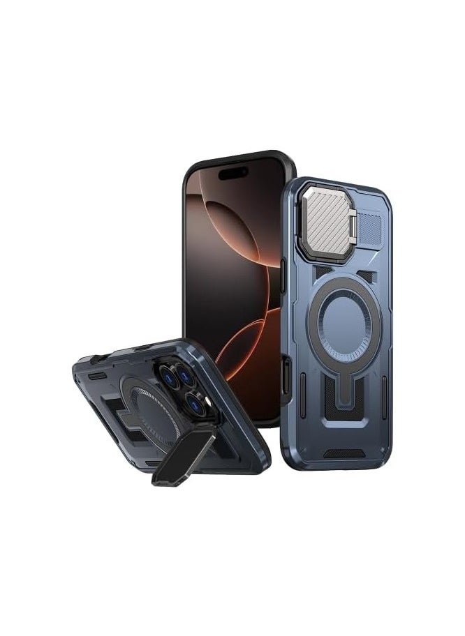 GOLDEN MASK - GOLDEN MASK Compatible With iPhone 15 Pro Max Case with Camera Protection, with Mag-safe Case Magnetic with Stand (Blue) - Image 1