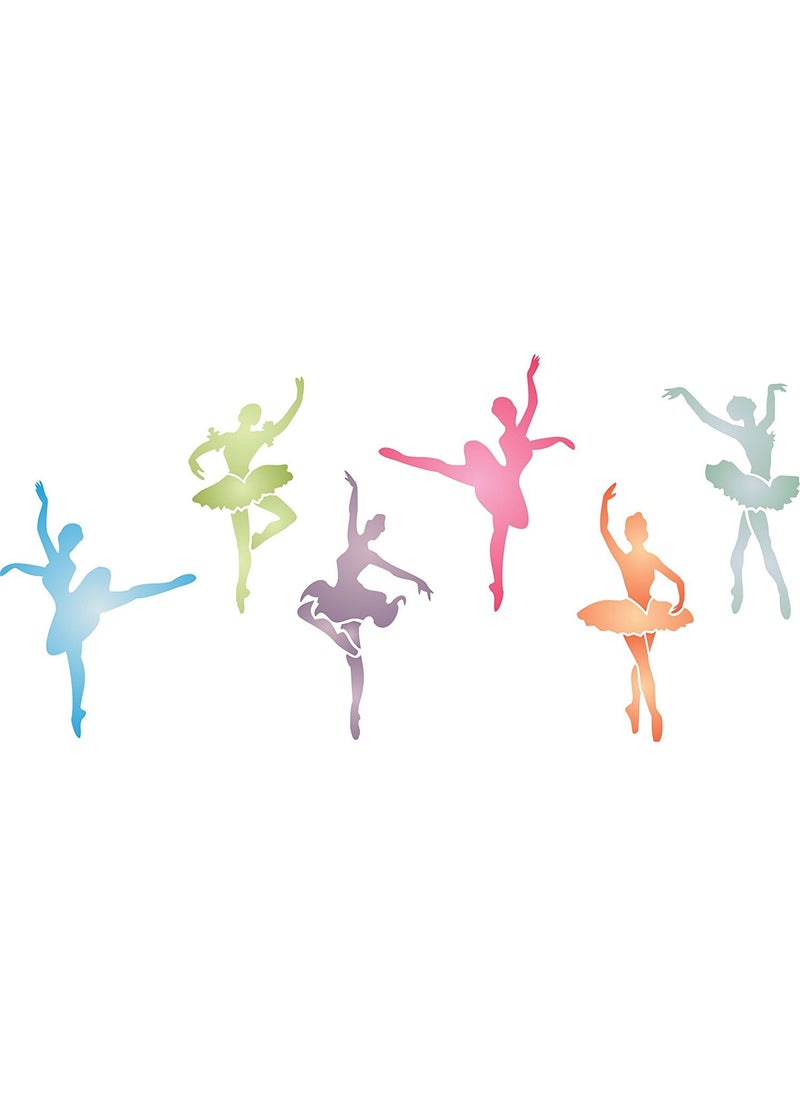 Usnyabni - Ballerinas Stencil - (Size 13.5?w x 6.5?h) Reusable Wall Stencils for Kids Rooms Nursery Girls Room Stencil Ideas - Use on Walls, Floors, Fabrics, Glass, Wood and More? - Image 1