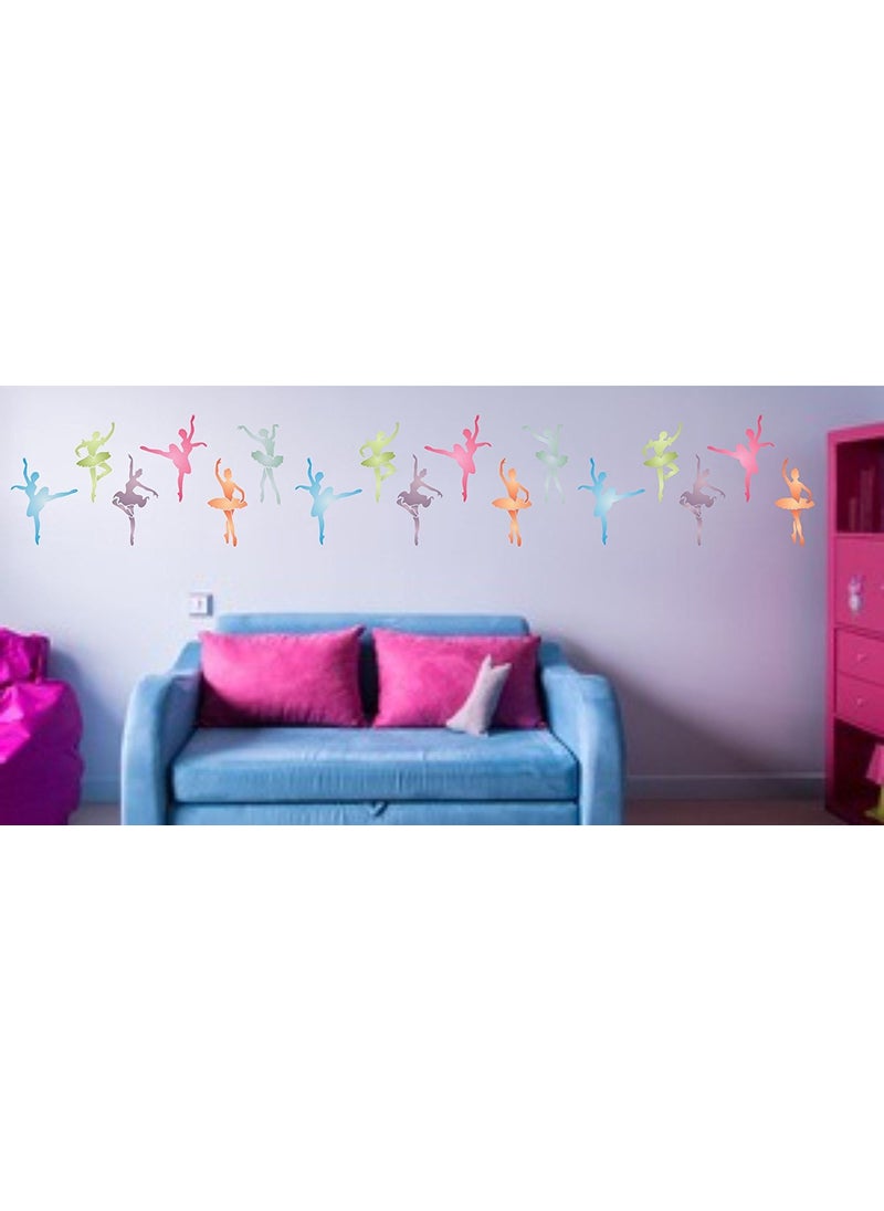 Usnyabni - Ballerinas Stencil - (Size 13.5?w x 6.5?h) Reusable Wall Stencils for Kids Rooms Nursery Girls Room Stencil Ideas - Use on Walls, Floors, Fabrics, Glass, Wood and More? - Image 1