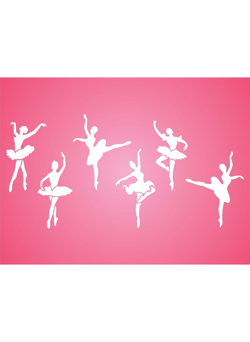 Usnyabni - Ballerinas Stencil - (Size 13.5?w x 6.5?h) Reusable Wall Stencils for Kids Rooms Nursery Girls Room Stencil Ideas - Use on Walls, Floors, Fabrics, Glass, Wood and More? - Image 1