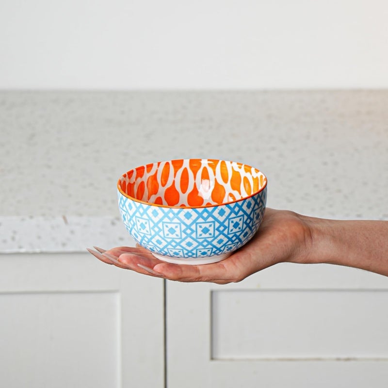 Cerkik Ceramic Dessert Bowls Set - Small 11 Oz Porcelain Ice Cream Bowls for kitchen - 4.7 Inch Cereal Bowls for Salad, Fruits, Ramen - Microwave Dishwasher Safe - Set of 6 - Assorted Colors - Image 2