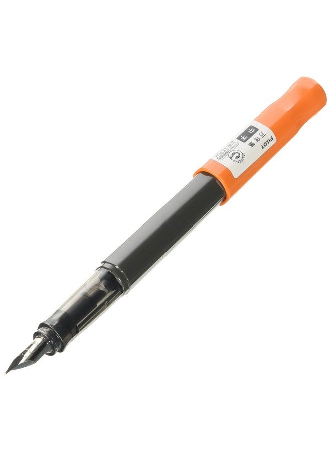 PILOT Pilot Kakuno Medium-Nib Fountain Pen, Black Body Orange Cap Body (FKA-1SR-OM)  - Image 2