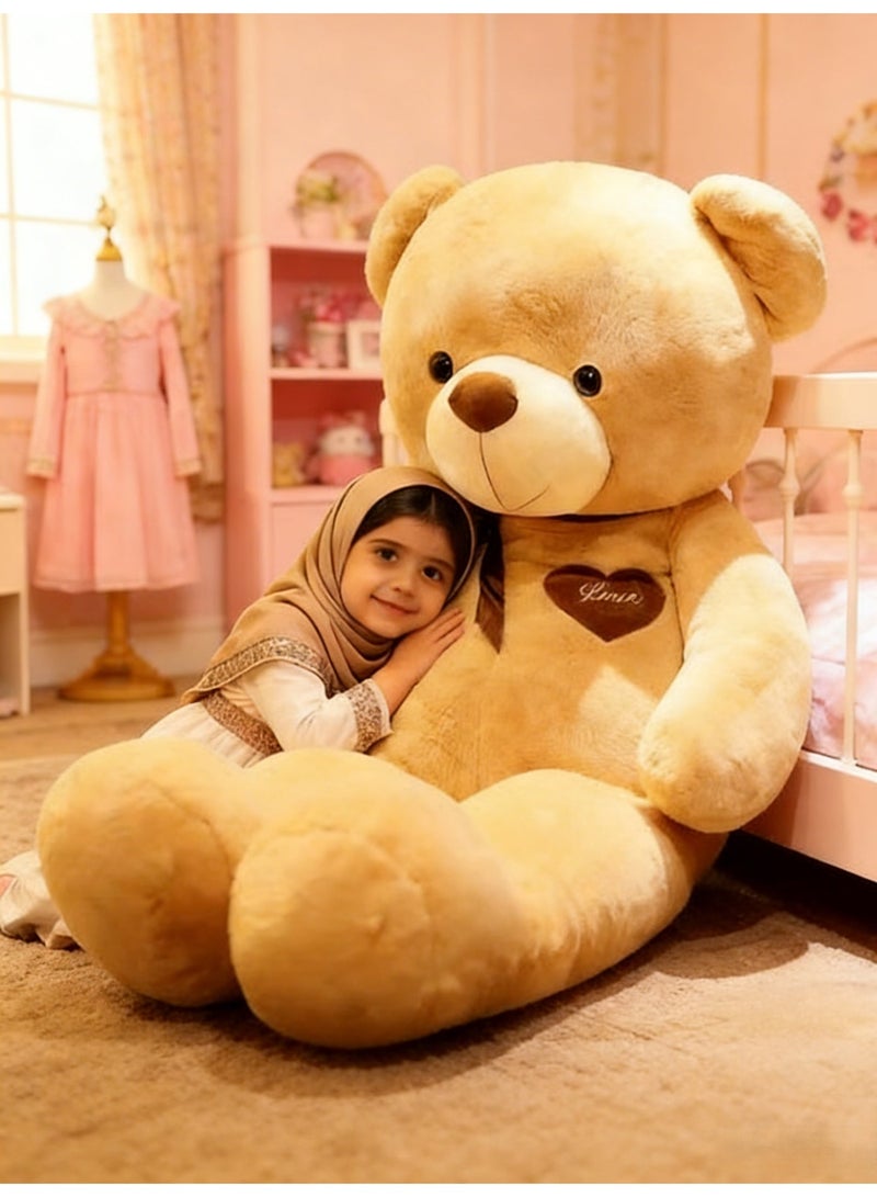 دب تيدي عالي الجودة 120 سم - دمية محتضنة بنية فاتحة، هدية ميلاد مثالية للأطفال وصديقتك - Image 1