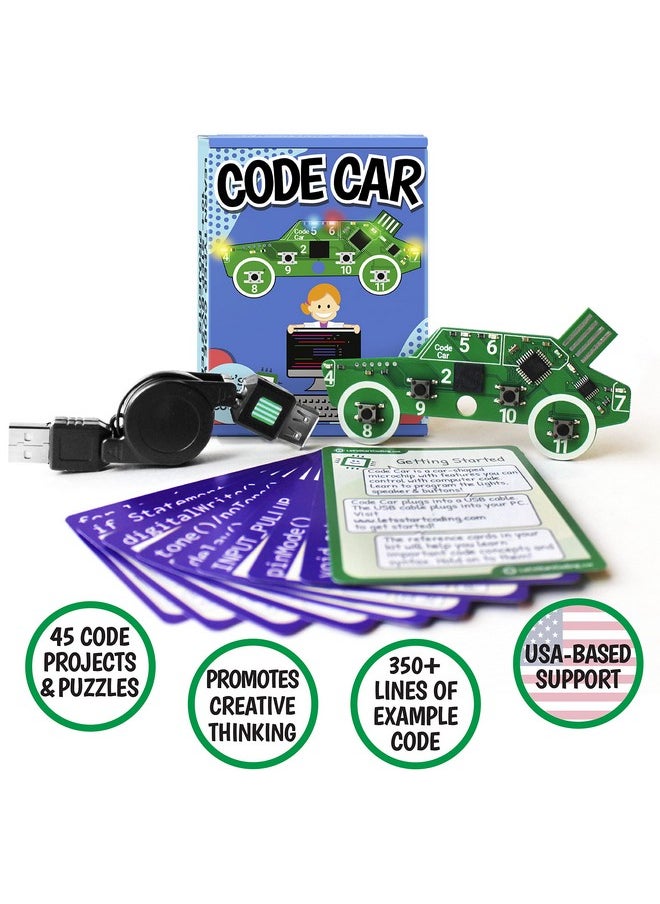 Let's Start Coding Code Car Kids Coding Toy for Kids 8-12. Boys & Girls Learn Block and Typed C++ Coding with Hands-On Electronics & 40+ Projects Including Custom Horn, Brakelight Beep, and Siren Sounds  - Image 3