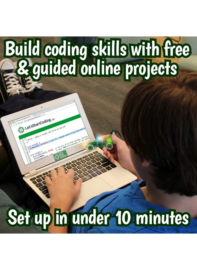 Let's Start Coding Code Car Kids Coding Toy for Kids 8-12. Boys & Girls Learn Block and Typed C++ Coding with Hands-On Electronics & 40+ Projects Including Custom Horn, Brakelight Beep, and Siren Sounds  - Image 2