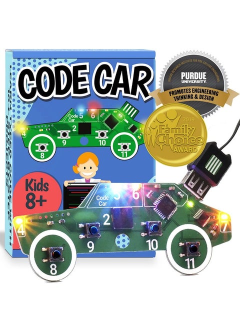 Code Car Kids Coding Toy for Kids 8-12. Boys & Girls Learn Block and Typed C++ Coding with Hands-On Electronics & 40+ Projects Including Custom Horn, Brakelight Beep, and Siren Sounds
