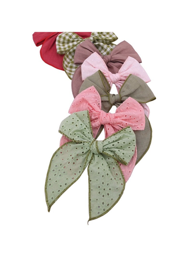 Captaintech 12 bow hair clips, suitable for women and girls, 12 colors, handmade cotton and linen fabric bow French hair clip accessories | multi-color - Image 2