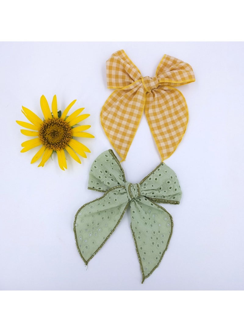 Captaintech 12 bow hair clips, suitable for women and girls, 12 colors, handmade cotton and linen fabric bow French hair clip accessories | multi-color - Image 3