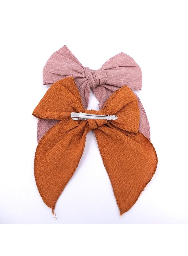 Captaintech 12 bow hair clips, suitable for women and girls, 12 colors, handmade cotton and linen fabric bow French hair clip accessories | multi-color - Image 5